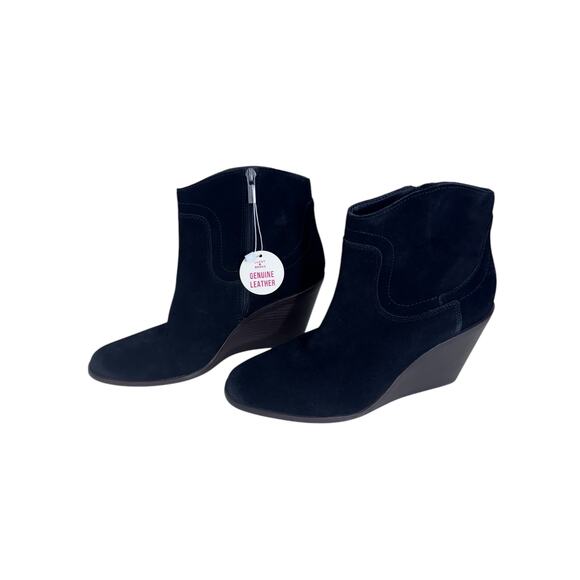 NWT!! "LUCKY BRAND" SZ 8.5 Women's Blk Sued Ankle Boots Side Zipper Classy Work - Picture 2 of 12